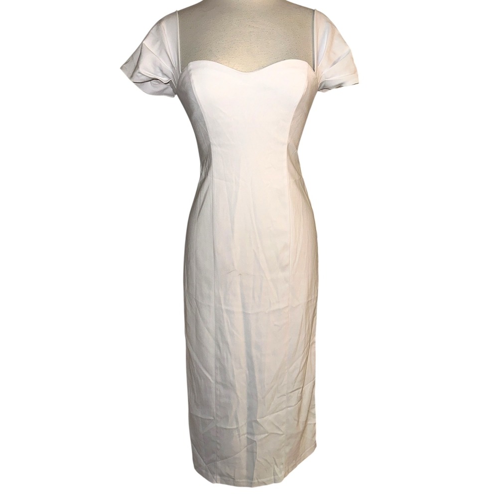 WB4 Abercrombie &‎ Fitch White Cocktail Dress Sweetheart Fitted Bodycon S